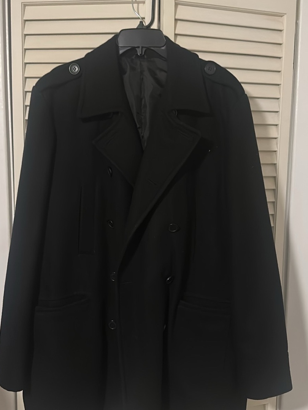 Kenneth Cole Men's Black Double-Breasted Pea Coat